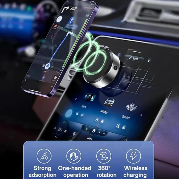 Magnetic Car Suction Cup Holder - 360° Rotation, Universal Fit